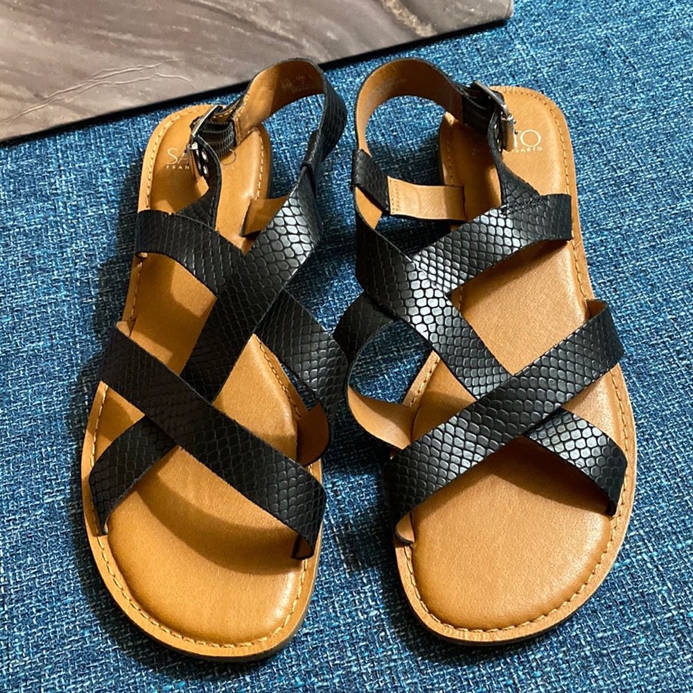 Franco Sarto Galavant Black Sandals sz 9
